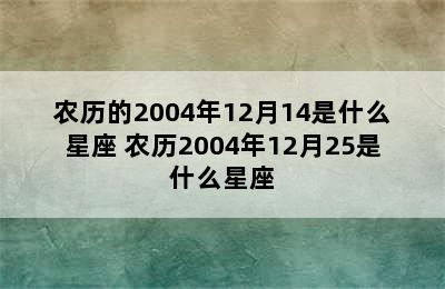 农历的2004年12月14是什么星座 农历2004年12月25是什么星座